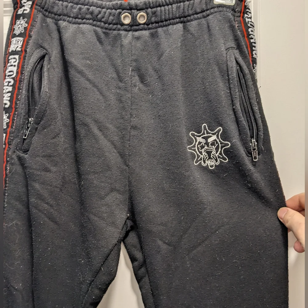 Men's Black Jogger Sweatpants with Red-Trim Side Tape - Picture 2 of 4